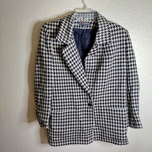 Escada Houndstooth One Button Wool blazer Jacket Sz 38/ M